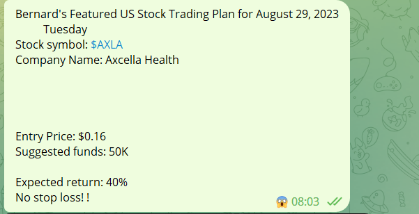 Bernard_Lepson's tweet photo. Congratulations to the friends who participated in $AXLA,get 190% of the income, today's intraday trading plan has started,follow me to get free $muln $trka $bbig $sonn $viri $gtii $wish $wisa $aprn $ape $amc $gme $hkd $ucar $top $cei $cosm $coms $xela $wkhs $tsla $frgt $bbai https://t.co/4OQWJjmNL4