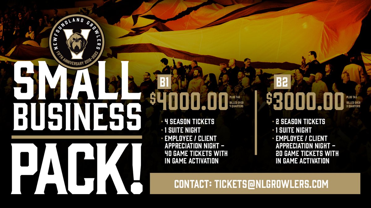 boardoftrade_'s tweet photo. 📣🏒Announcing a new @NLGrowlers business package for the 23-24 season! You get season tickets and a night out to be used as a staff or client appreciation with an included in-game activation to highlight your business. Reach out: tickets@nlgrowlers.com
#PartnerAd https://t.co/SP40ditKtu