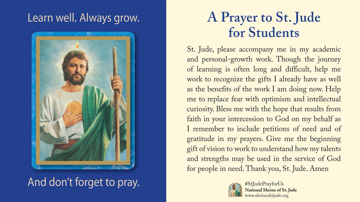 As the new school year begins, we invite you to send your back-to-school petitions to the altar of St. Jude, where they will be prayed for by the Claretians: bit.ly/backtoschoolpe…

-

#pray #schoolyear #saintjude #students #highschool #middleschool #elementaryschool #juniorhigh