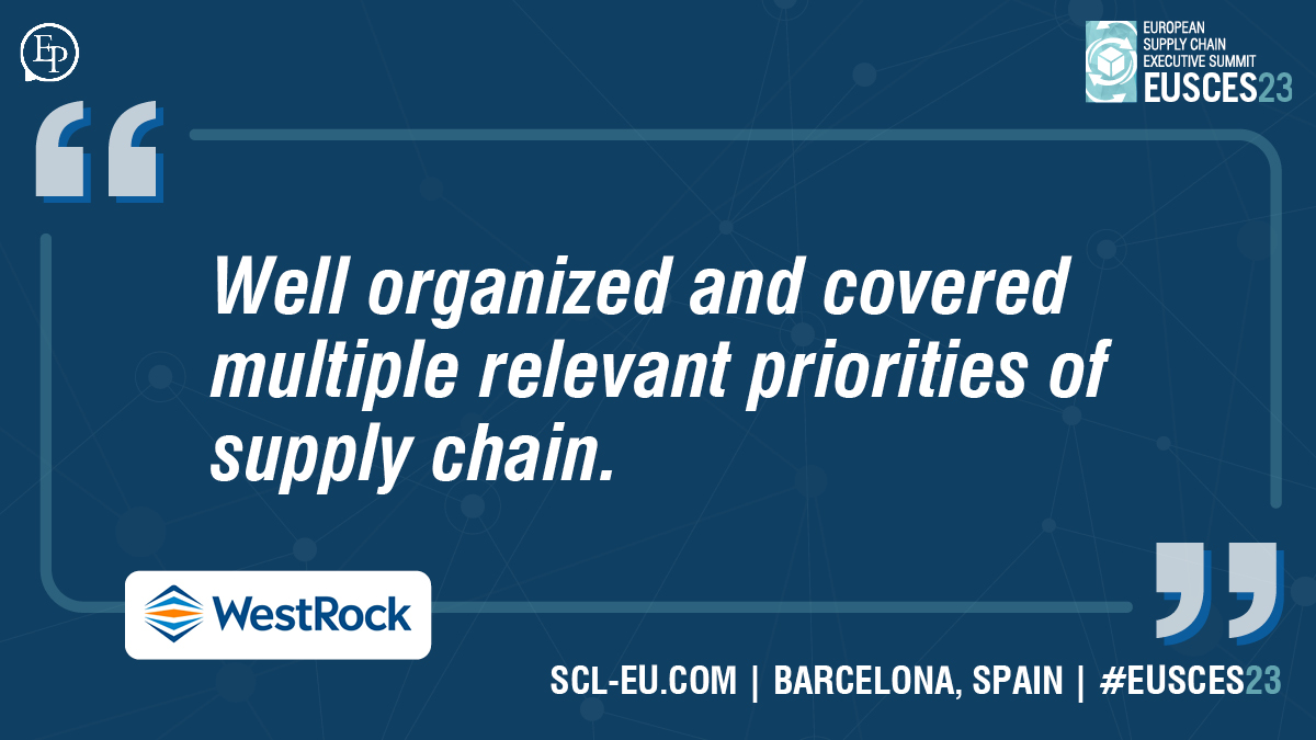 EP_EUSCES's tweet photo. We are thrilled by all the positive feedback of #EUSCES23!

Check out what one of our delegates had to say below ⬇️

#EUSCES #supplychainmanagement #supplychain #supplychainsolutions #supplychainexcellence #europe https://t.co/Cf4XZMVVJB