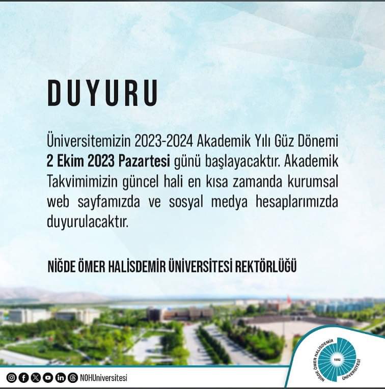 Niğde Ömer Halisdemir Üniversitesi EğitimFakültesi (@nohuef) on Twitter photo 2023-08-29 14:01:42