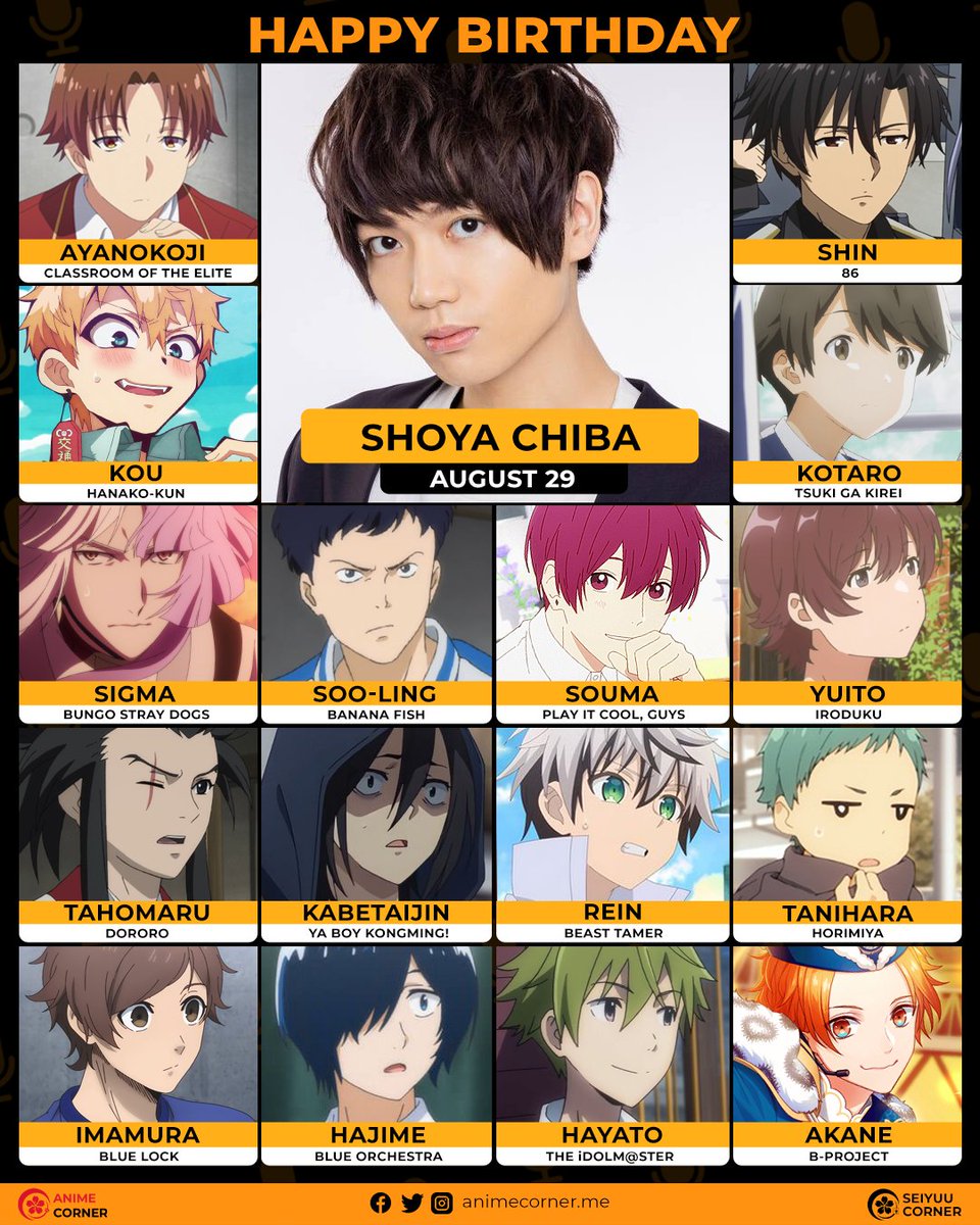 LupitaNaves's tweet photo. 🤗🤗🤗🥳🥳🥳🎂🎂🎉🎉🎉
¡Feliz cumpleaños al Sr Chiba Shoya!
#aonoorchestra
#BungouStrayDogs
#dodoro
#jibakushounenhanakokun
#felizcumpleaños
#HappyBirthday
#bluelock
#paripikomen
#horimiya
#horimiyapiece
#cooldojidanshi
#eigthy_six https://t.co/W8SGTzth5l