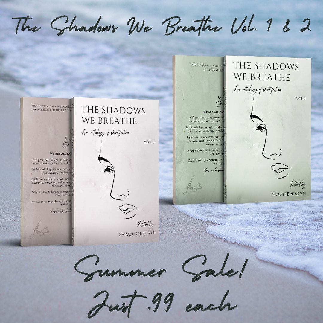Last days of summer sale!☀️📚 

The Shadows We Breathe (Vol. 1 &amp; 2) are just .99 each for a few more days! 🎉 #99p #99cents #ebooks #shortstories #flashfiction #anthology

Vol. 1
books2read.com/SWB-VOL1
Vol. 2
books2read.com/SWB-VOL2