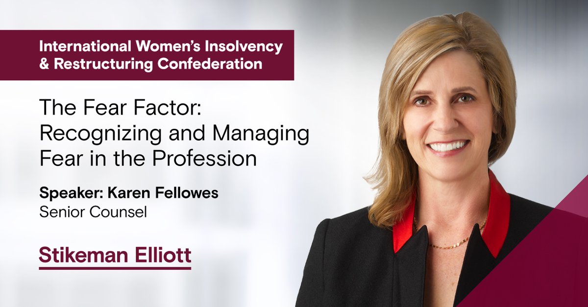 StikemanElliott's tweet photo. Join @FellowesKaren in Tokyo on September 14th at @IWIRC@INSOL 23, as she and a cross-cultural panel of #femaleprofessionals explore fear and doubt in the daily lives of #insolvency experts, offering advice on how to recognize, manage, and embrace these emotions.

#InsolvencyLaw