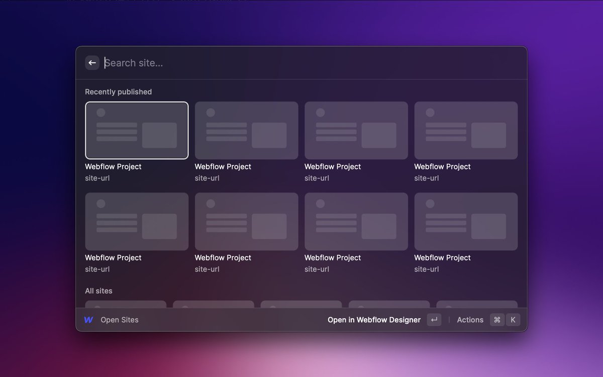 vinchubang's tweet photo. Spotted in the new @webflow Apps tab, there's a Webflow Raycast extension by Peeks https://t.co/lSvnWUPQ4a https://t.co/vCRhtdLMeZ