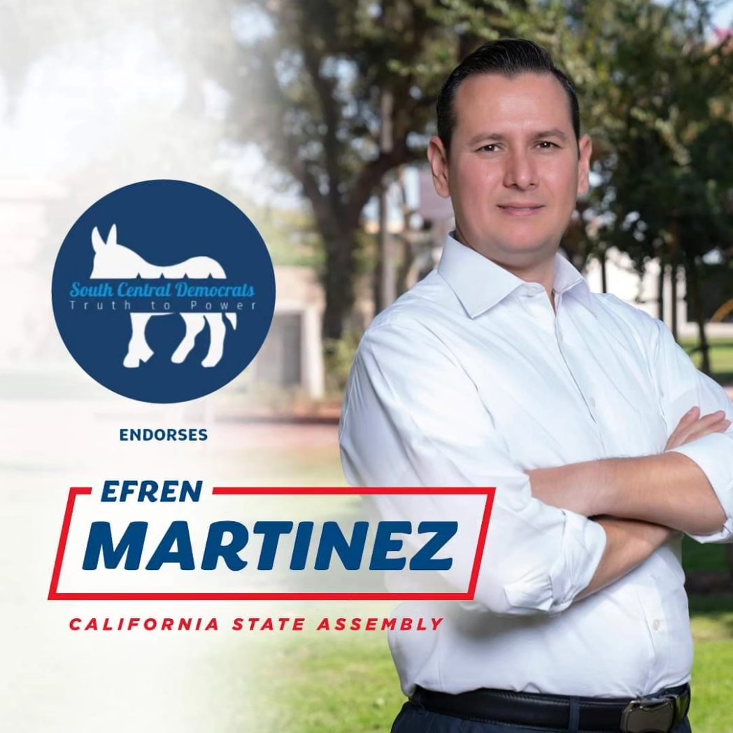EfrenMartinezJr's tweet photo. Thrilled and honored to receive the endorsement of the South Central Democratic Club for my Assembly campaign! Together, we will work towards a brighter, more inclusive future for everyone. #AssemblyCampaign #Endorsement #SCDemocratsClub #TogetherWeCan ✨🗳️ https://t.co/oOrEbMqmx3
