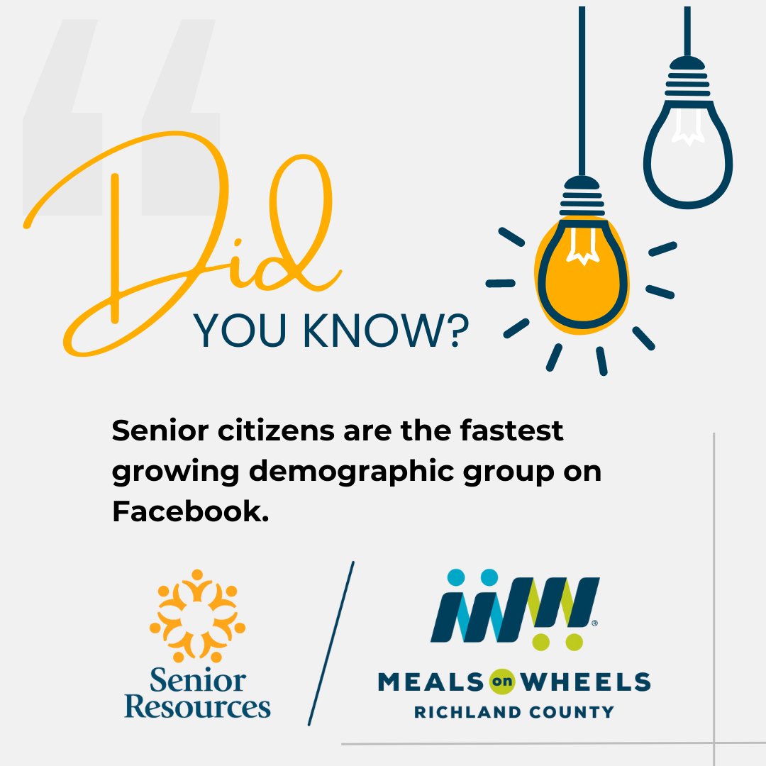 #DidYouKnow that senior citizens are the fastest growing demographic on Facebook? More than half of senior citizens living in the US are active online, and more than one-third are on Facebook and other social media websites.