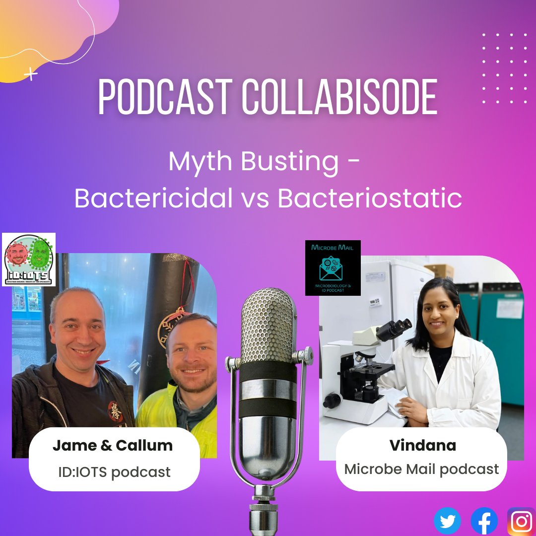 microbemail's tweet photo. #IDTwitter NEW collaborative episode with the @IDiots_pod  Debunking #bactericidal 
superior to #bacteriostatic Find on both platforms &amp; on any podcast player #medicalpodcast #Microbiology #infectiousdisease #MedEd @CallumPMutch 
https://t.co/23HEZFm1Wh https://t.co/Lt8u310Uih
