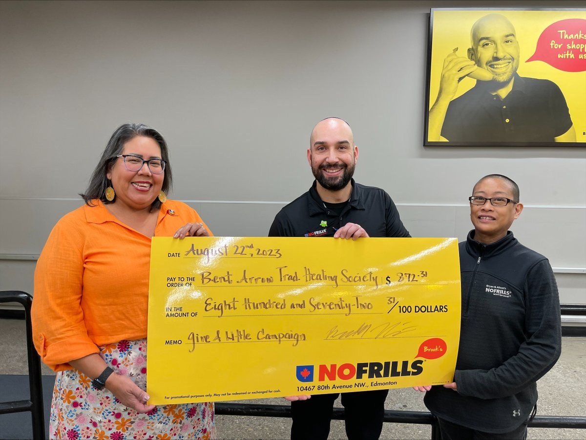 BentArrowYEG's tweet photo. We would like to extend a huge thank you to No Frills Old Strathcona and all their wonderful customers! They raised over $800 and decided to donate it to us. We appreciate you!
#bentarrow #yegcharity #yegcommunity #nofrills https://t.co/eXwD4p3Ci7