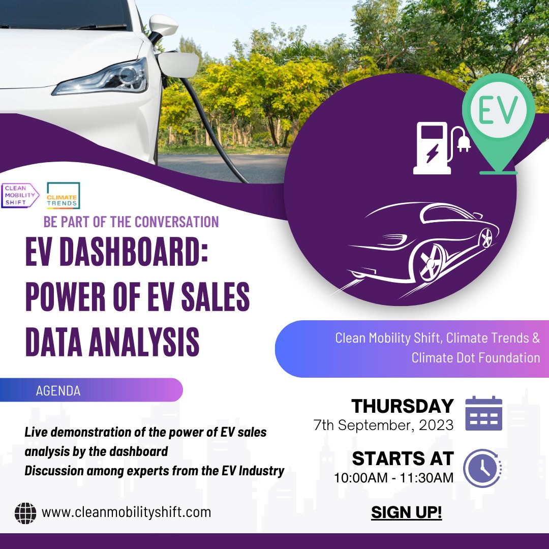 mobility_shift's tweet image. Get ready to decode the numbers behind India&apos;s electric vehicle surge!  Join us for an exclusive webinar unveiling of the EV Dashboard. This powerful tool tracks India&apos;s electrifying journey towards sustainable transportation!🌱🚙 #EVDashboard #EVWebinar #DataDrivenMobility
