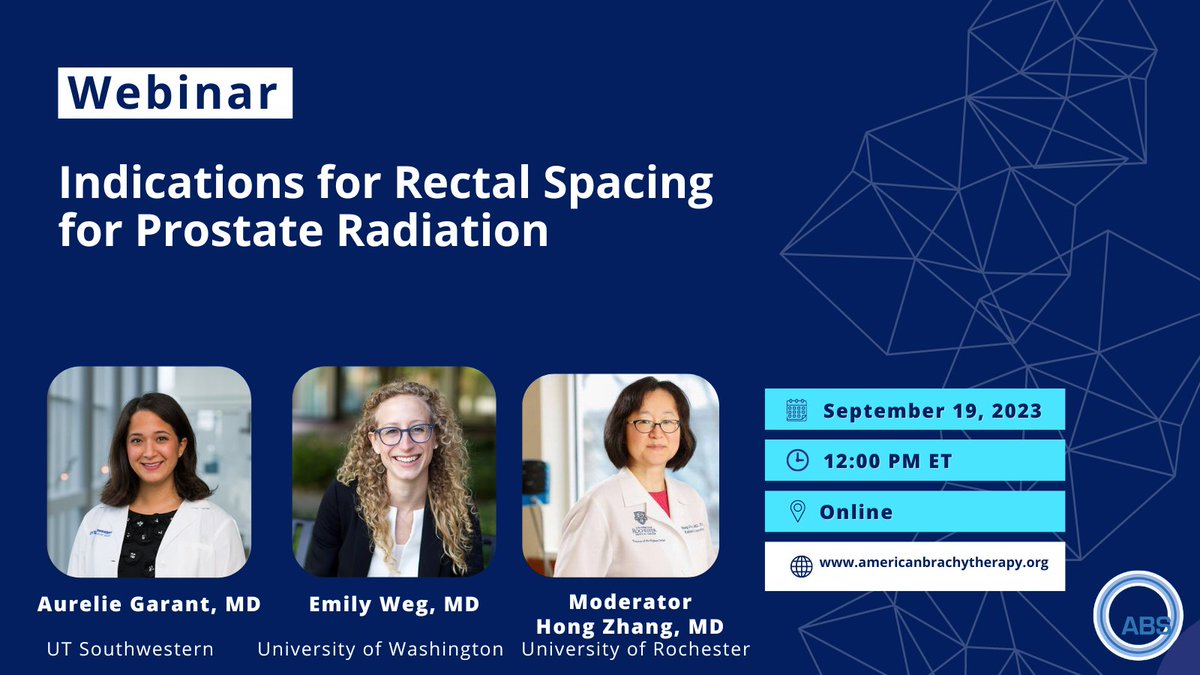 Join us for our webinar on Indications for Rectal Spacing for Prostate Radiation on 9/19 at 12:00 pm ET where our faculty will share their expertise & discuss how these innovative solutions are effectively integrated into clinical practice. bit.ly/3D8dH9B #prostatecancer