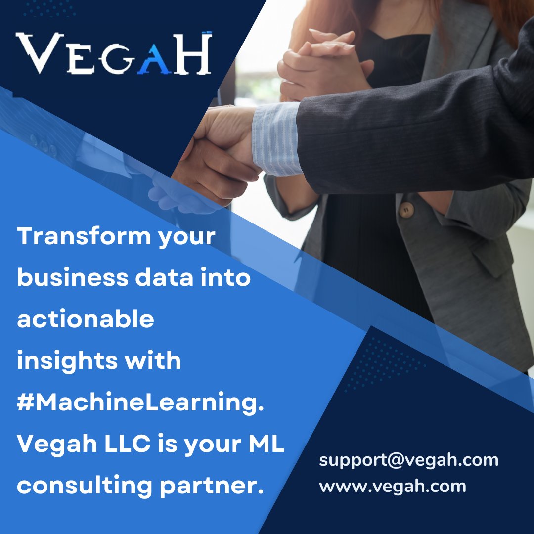 Transform your business data into actionable insights with #MachineLearning. Vegah LLC is your ML consulting partner.

 #VegahLLC #MachineLearning #ML #DataScience #DataAnalytics #AI #BusinessData #BusinessTransformation #BusinessGrowth #DataVisualization #DataInsight #Consulting