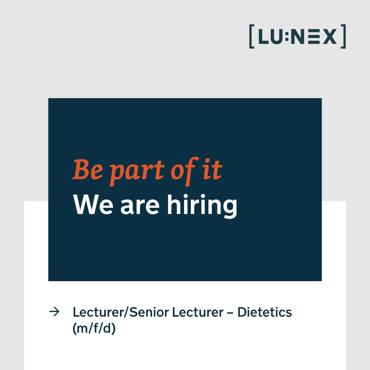 We're #hiring! We are looking for a Lecturer or Senior Lecturer in #Dietetics, on a full-time, tenure-track basis. Apply here: bit.ly/3EAKwfP