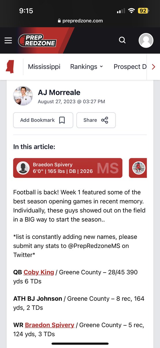 Recruit_GC's tweet photo. Shoutout to our guys @BJJohns05 @CobyKing02 @BraedonSpivery for getting mentioned in an article by @CoachMorrealeFB for @PrepRedzoneMS as Staff Stuffers and Top performers for week 1! Keep working guys! https://t.co/a3fNNZS1WR