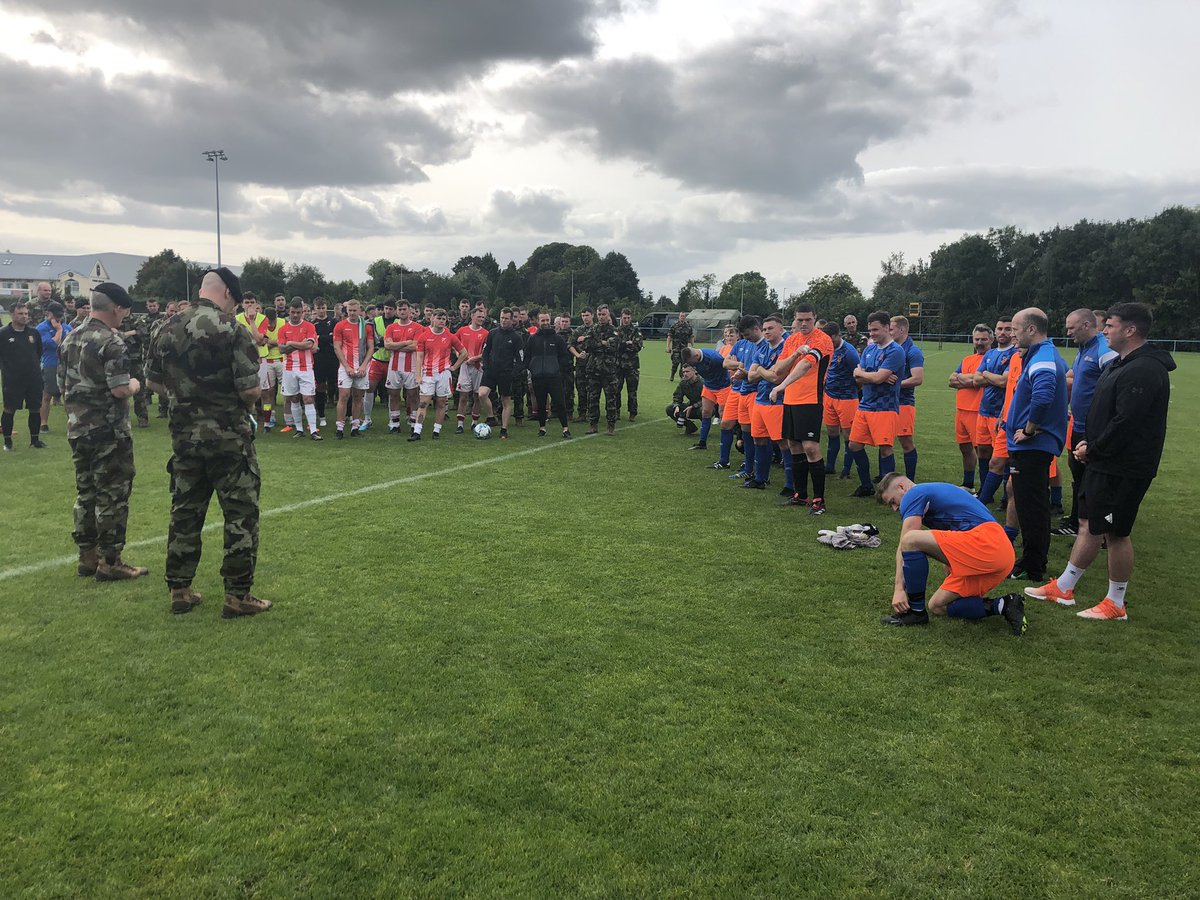 Congratulations @7_Inf_Bn on success today in the @defenceforces Cunningham Cup after an excellent match against @3_Inf_Bn   Thanks to all @peamountutd for the superb pitch.