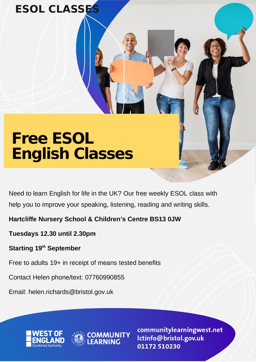 CommDevBristol's tweet image. Community Learning Courses. Attached flyers for September 
#communitylearning #englishcourse #mathscourse #childcarecourse #cookingcourse #freecourses