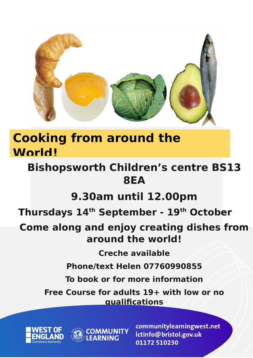 CommDevBristol's tweet image. Community Learning Courses. Attached flyers for September 
#communitylearning #englishcourse #mathscourse #childcarecourse #cookingcourse #freecourses