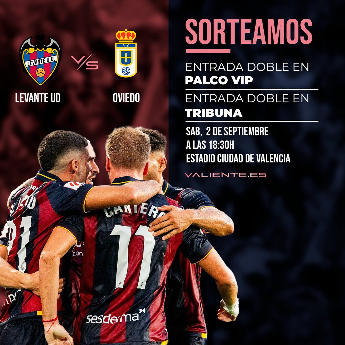🔥SORTEO. Entrada doble en Palco VIP y Entrada doble en Tribuna🔥

⚽️LEVANTE UD vs. OVIEDO⚽️
Sáb 2 de septiembre a las 18:30H

👉PARA PARTICIPAR: visita nuestro perfil de Instagram a través de este enlace ⬇️ y sigue los requisitos de la publicación 
instagram.com/p/CwiBgiAN9hM/…