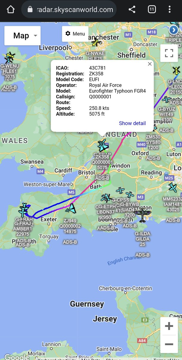 scan_sky's tweet photo. #QRA 🚨 Jets Airborne Over The South West.
2 x #RAF Typhoons From RAF Coningsby 🇬🇧
#ZK358 - #Q0000001
#ZJ949 - #Q0000002 https://t.co/exrRDXN19U