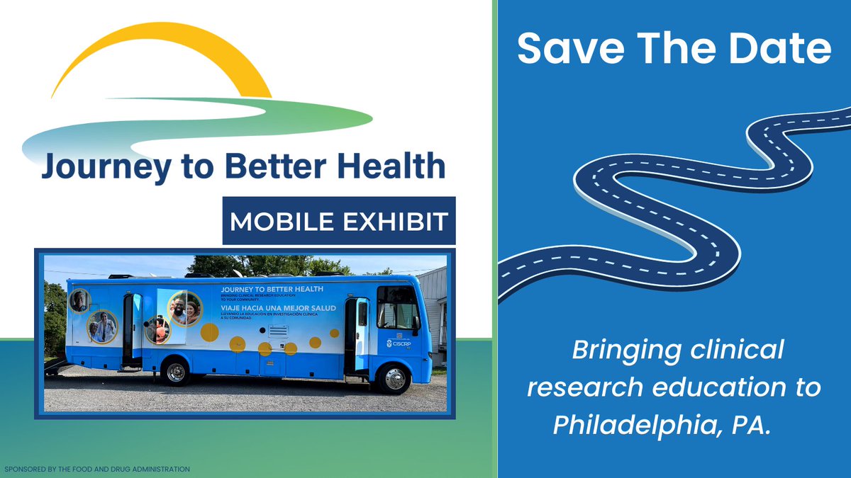 Save the date! Journey to Better Health is a mobile exhibit bringing clinical research information to local communities across the country. This fall, our exhibit will be traveling to Philadelphia, PA, September 22nd-24th. Learn more here: journeytobetterhealth.info