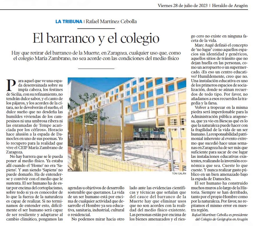 🌐 Zambrano y Damocles. El inicio de clase en el CEIP María Zambrano es iniciar una ruleta rusa con más de 450 personas en riesgo alto de exposición 🌐
Los alumnos iniciarán el curso el día 7 con "normalidad y máximas garantías de seguridad" heraldo.es/noticias/arago… via <a href="/heraldoes/">Heraldo de Aragón</a>