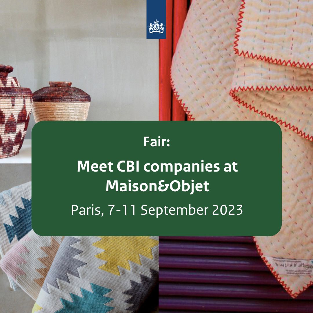 Are you looking for refreshing and unique products from reliable suppliers? Find them at <a href="/MaisonObjet/">MAISON&OBJET</a>, the home decor fair connecting the international interior design and lifestyle community. 

Visit us in Paris, 7-11 September 2023. More information ➡️ cbi.eu/events/meet-cb…