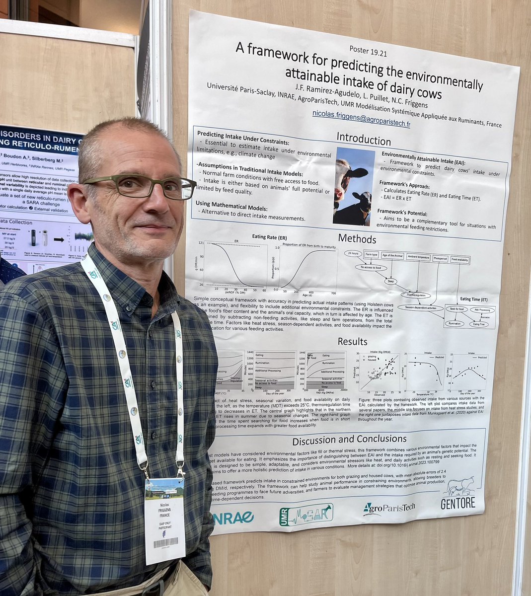 Great representation of <a href="/mosar_team/">MoSAR: Systemic modeling applied to ruminants</a> today <a href="/eaap2023Lyon/">Lyon EAAP</a> in the poster session with our colleagues Valerie Berthelot and <a href="/NicFriggens/">Nic Friggens</a> 👍🙂
