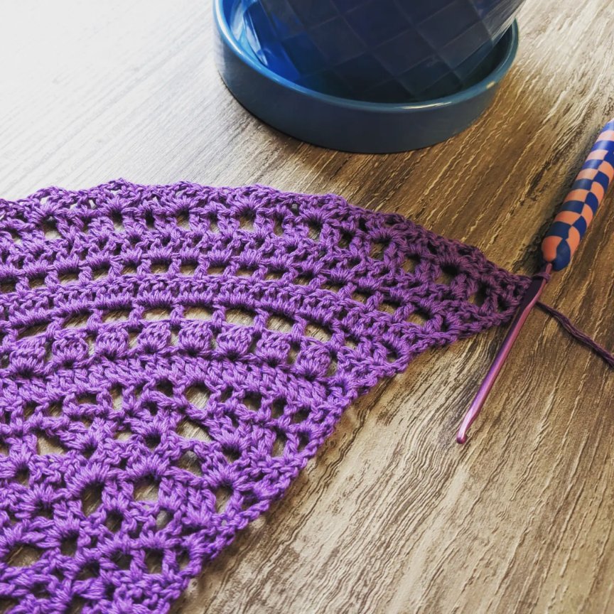 The shawl is growing along nicely. What do you think?

#isletteshawl #shawlvibes #patterndesign #crochet #crochetpattern #craftersgonnacraft #makersgonnamake #pattenmaking #hobbiiyarn #hobbiisultan