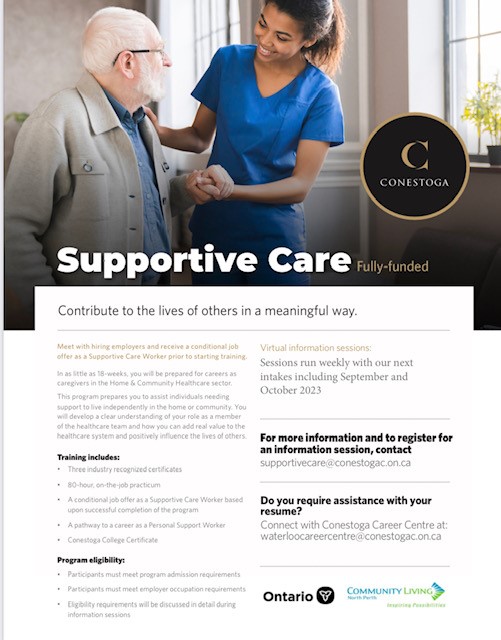 CLNorthPerth's tweet photo. Are you looking for a new career?
CLNP has partnered with Conestoga College and their 18 week Fully Funded Supportive Care Program.
Contact us at: hr@clnorthperth.ca for more information. https://t.co/aKCOcg28w1