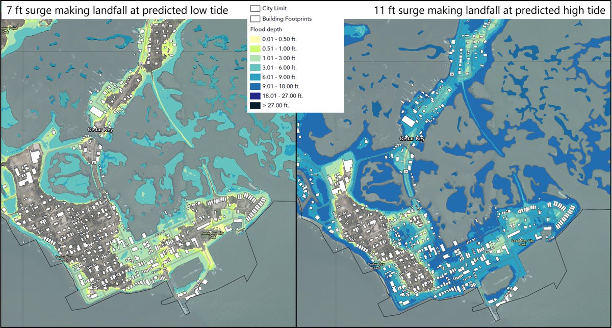 New informational maps available: predicted flood depths for #HurricaneIdalia surge. Do not use maps for decision making. Follow official guidance and evacuation orders! #ResilientCedarKey <a href="/UF_FIBER/">Florida Institute for Built Environment Resilience</a> 

Learn more about the maps and view at: 
blogs.ifas.ufl.edu/ncbs/2023/08/2…