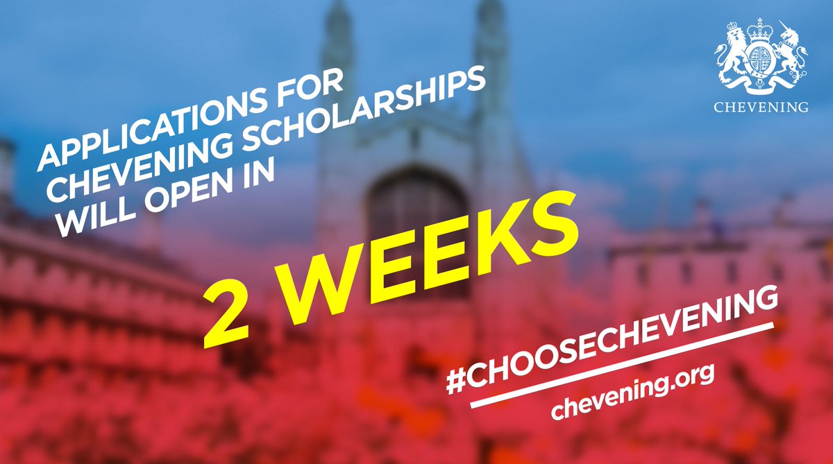 🚨 The countdown is on! 

Applications for fully funded #Chevening Scholarships will open in 2 weeks. This could be your chance to spend a year studying at a world-class UK university and meet a global network of friends for life 🌏 

Start preparing now: bit.ly/3OTKkgk