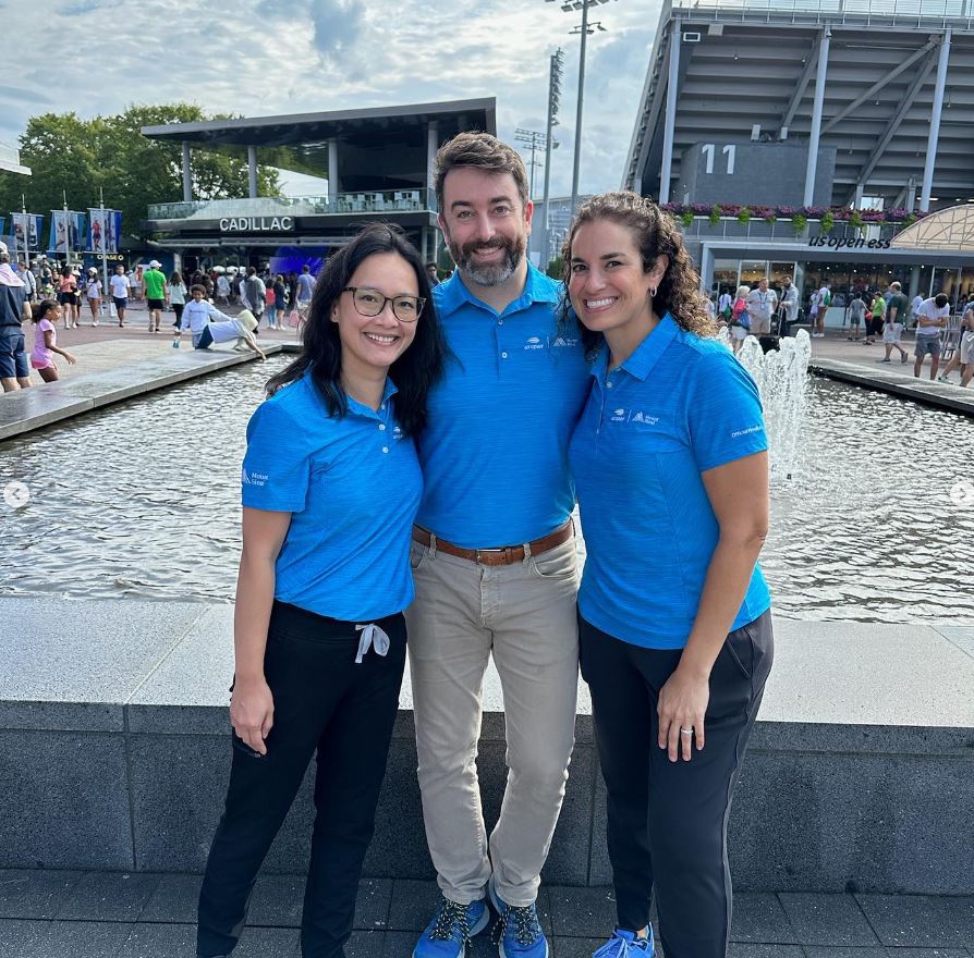 MountSinaiEM's tweet photo. #EDTeam members Dr. Chen He, Dr. Trevor Pour, and Dr. Melissa Leber at the #USOpen as a part of the Player Medical Services Team https://t.co/tjmcog6tQd