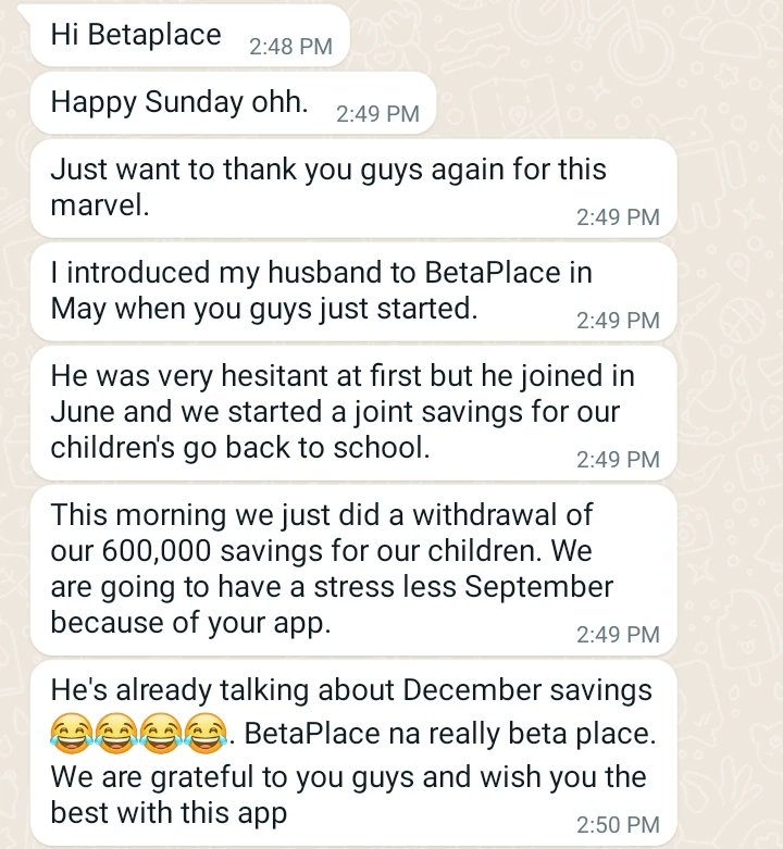 betaplaceapp's tweet photo. #BetaPipol see una mates👇lol😃na dem dat👇di save money for #BetaPlaceApp and e di improve dier lives...
You too fit save money oo...
Joh download wa @betaplaceapp
Click: https://t.co/mGfN9Qetin
Or just search 'Beta Place App' for ya Playstore or Appstore.
#BetaPlaceApp https://t.co/yQakkNuN68