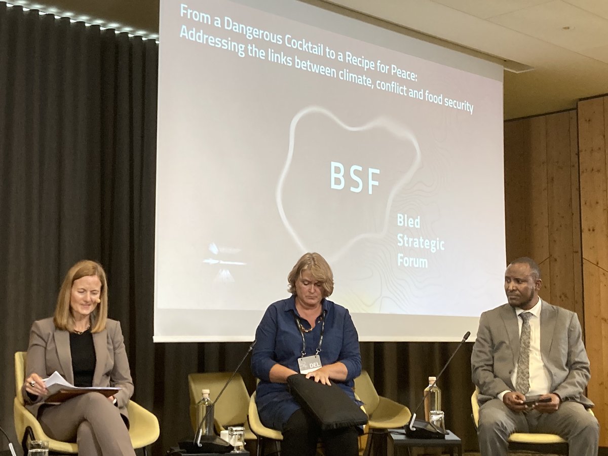 "...80% of food crises are driven by war. However, we need to remain hopeful: the climate-security nexus is at the forefront of the agenda, which #Slovenia will address as a member of the UN Security Council in 2024-25." <a href="/Rentheriver/">Renee Lariviere</a> #BSF2023