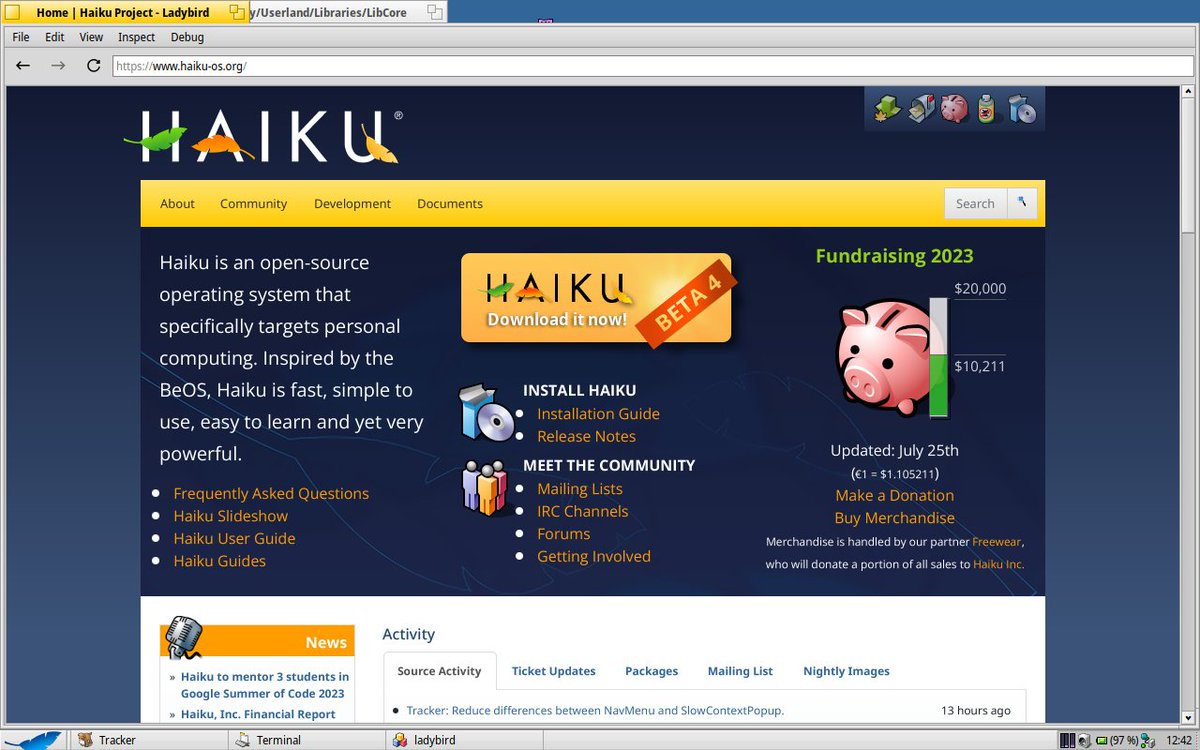 awesomekling's tweet photo. There's an ongoing effort to port @ladybirdbrowser to @haikuOS! 🐞🌍🪶

Screenshot from nipos over on the Haiku forums: https://t.co/YY9K7YlJoA https://t.co/BB6A5YcsJf