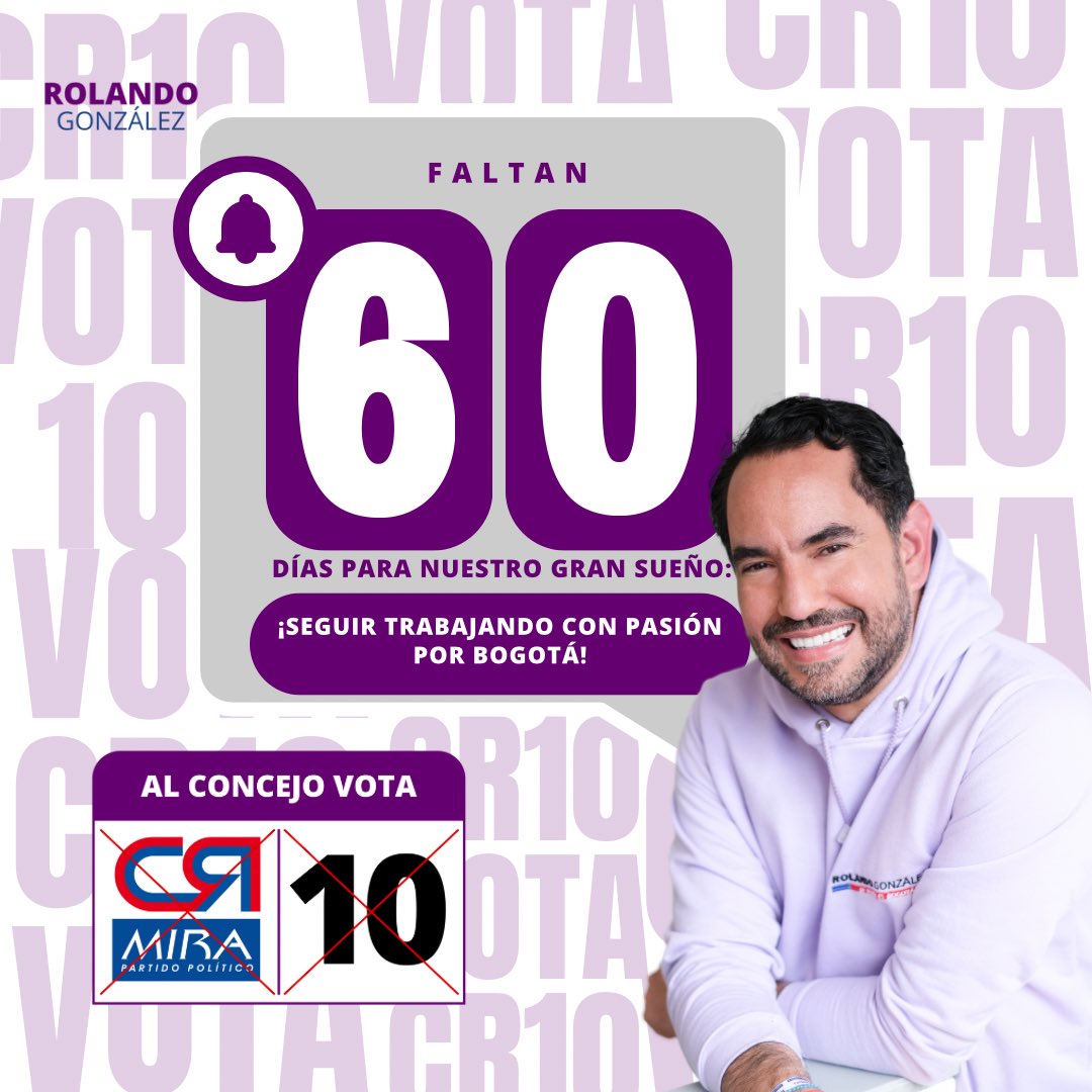 RolandoGonGa's tweet photo. Este 29 de Octubre seremos 50.000 mil almas latiendo con más fuerza y pasión por #Bogotá. 

¡Estamos a 60 días de nuestro gran sueño, somos el equipo 🔟 que Sí Trabaja! #MiPasiónEsBogotá https://t.co/C5XDQpRVcQ