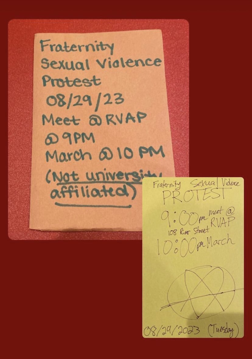 Demonstration/March seems to be planned today in Iowa City to protest fraternity sexual violence. This comes two years after the anti-frat uprising in Iowa City in response to an “alleged”assault that took place at FIJI frat house. Two Fiji frat houses were all but destroyed.