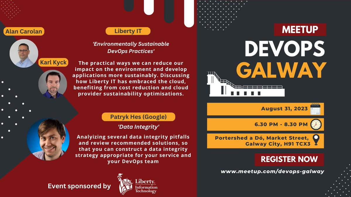 DevOps Galway (@devops_galway) on Twitter photo Join us in the <a href="/portershed/">PorterShed</a> this Thursday 31st for Pizza, DevOps discussion and talks from Patryk Hes (Google), Alan Carolan & Karyl Kyck from Liberty IT
#devops #devopsgalway
RSVP via: meetup.com/devops-galway/… Join us in the <a href="/portershed/">PorterShed</a> this Thursday 31st for Pizza, DevOps discussion and talks from Patryk Hes (Google), Alan Carolan & Karyl Kyck from Liberty IT
#devops #devopsgalway
RSVP via: meetup.com/devops-galway/…