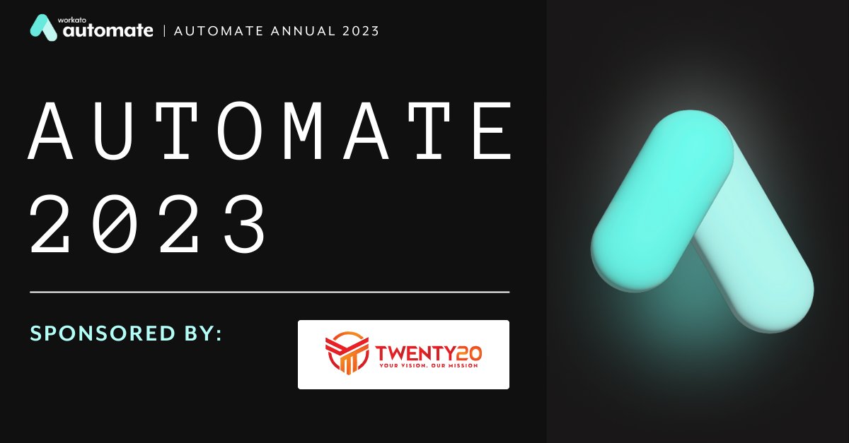Twenty20Sys's tweet image. 🚀 The wait is over! @Workato Automate is Tomorrow! 🚀

Visit us at booth #8 to meet the Twenty20 Systems team. Let&apos;s dive into the exciting world of automation together. Share your challenges, explore our new solutions, and score some awesome swag! 🎉

#WorkatoAutomate #Automate