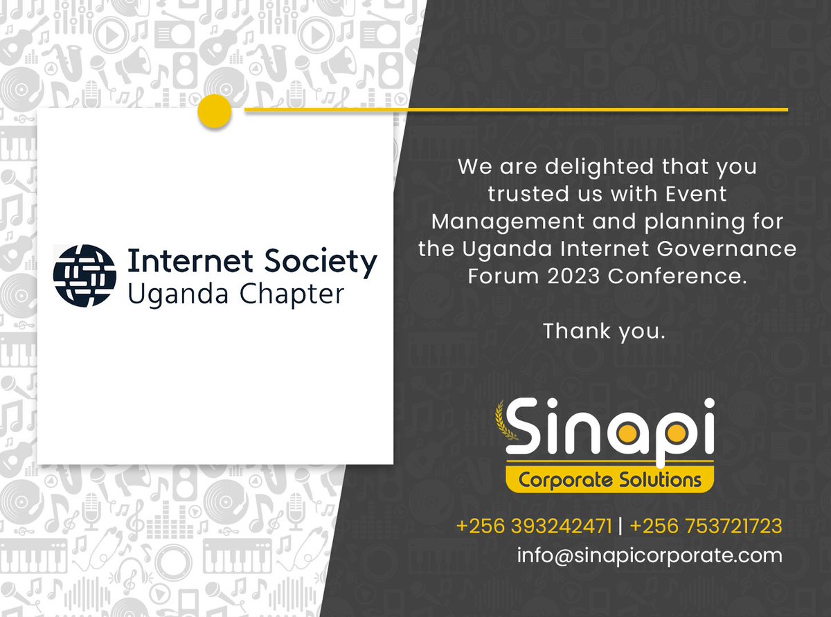 Thank you for trusting us with the Event management of Uganda Internet Governance Forum (UIGF) 2023  @ISOCUg.  We are surely Grateful..!.