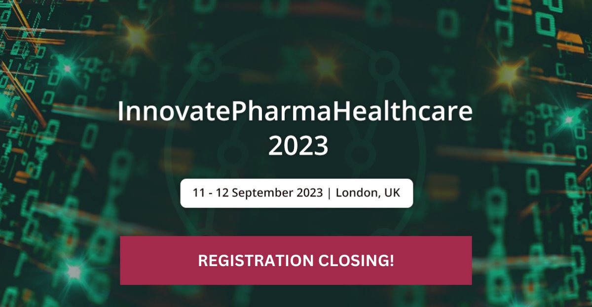 ⏰ Registration closes for #InnovatePharmaHealthcare 2023 this Friday! There's only a few days left to register: hubs.la/Q020ypPz0

Trailblazing #pharma, #biotech, &amp; academic delegates are already in attending. View the agenda to find out why: hubs.la/Q020ynrx0