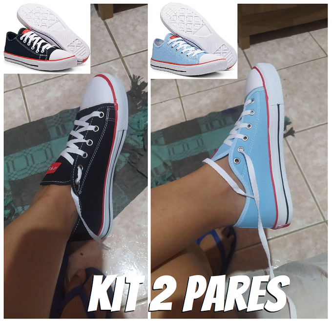 [ENCERRADO]Kit 2 Pares Tênis Feminino Casual Hot Stars Classic Cano Baixo