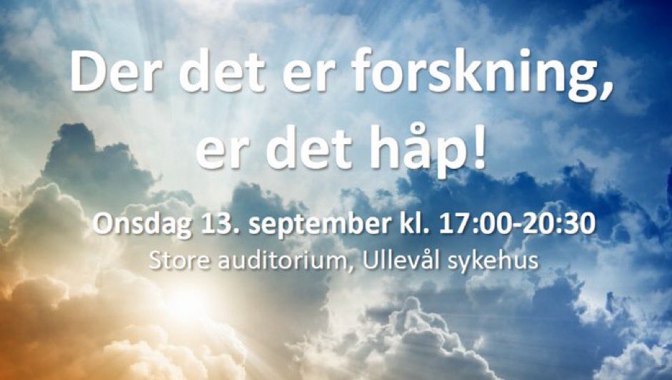 BuschCecilie's tweet image. Dette kveldsseminaret bør du få med deg om du har psokose-/bipolar lidelse, er pårørende eller helsepersonell!🙋🏼♀️
Mine dyktige og fantastiske forskerkollegaer i @SFFNORMENT gir Håp denne kvelden✨🙌🏻
Påmelding, program og mer info på Face og: med.uio.no/norment/forskn…
Velkommen!🤗
