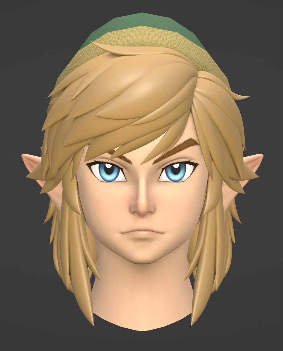 Started redoing the curve mesh version of the hair for Link Re-Envisioned. The first image is before, the second image is after. I will be leaving the hair the same aside from the bangs, as I am satisfied with the rest of it.