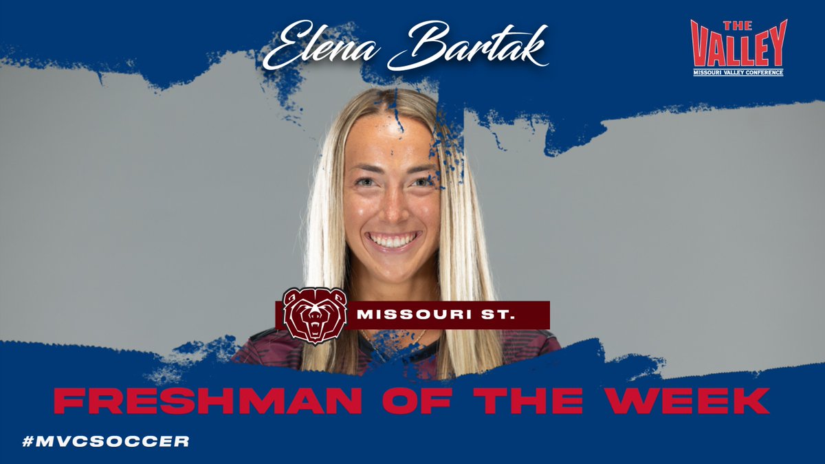 Your #MVCSoccer Freshman of the Week is @MSUBearsWSoccer Elena Bartak.  Elena helped the Bears to a win (Central Arkansas) and a tie (Oregon) in last week's matches as MOST off to a 3-0-1 start!

--> adobe.ly/47S1Rhu