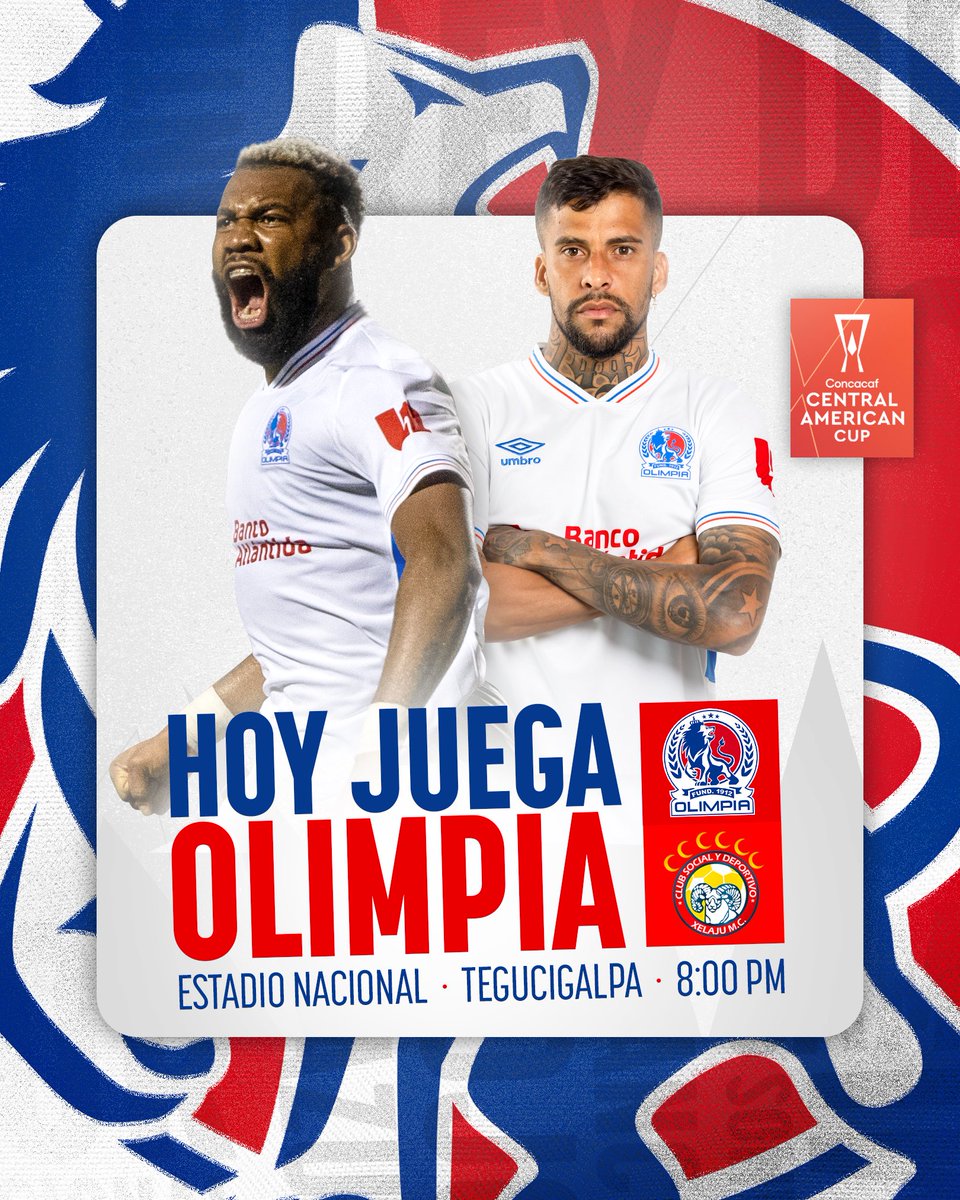 ¡𝗛𝗢𝗬 𝗝𝗨𝗘𝗚𝗔 𝗢𝗟𝗜𝗠𝗣𝗜𝗔! 🦁
Nos vemos esta noche, para ir juntos una vez más. 💪🏼

🏆 Copa Centroamericana de <a href="/Concacaf/">Concacaf</a> • Jornada 5 • Grupo B
🆚 <a href="/Xelaju_Oficial/">Club Xelaju MC</a> 
🏟️ Estadio Nacional
⌚️ 8:00 PM
📺 ESPN • Star+