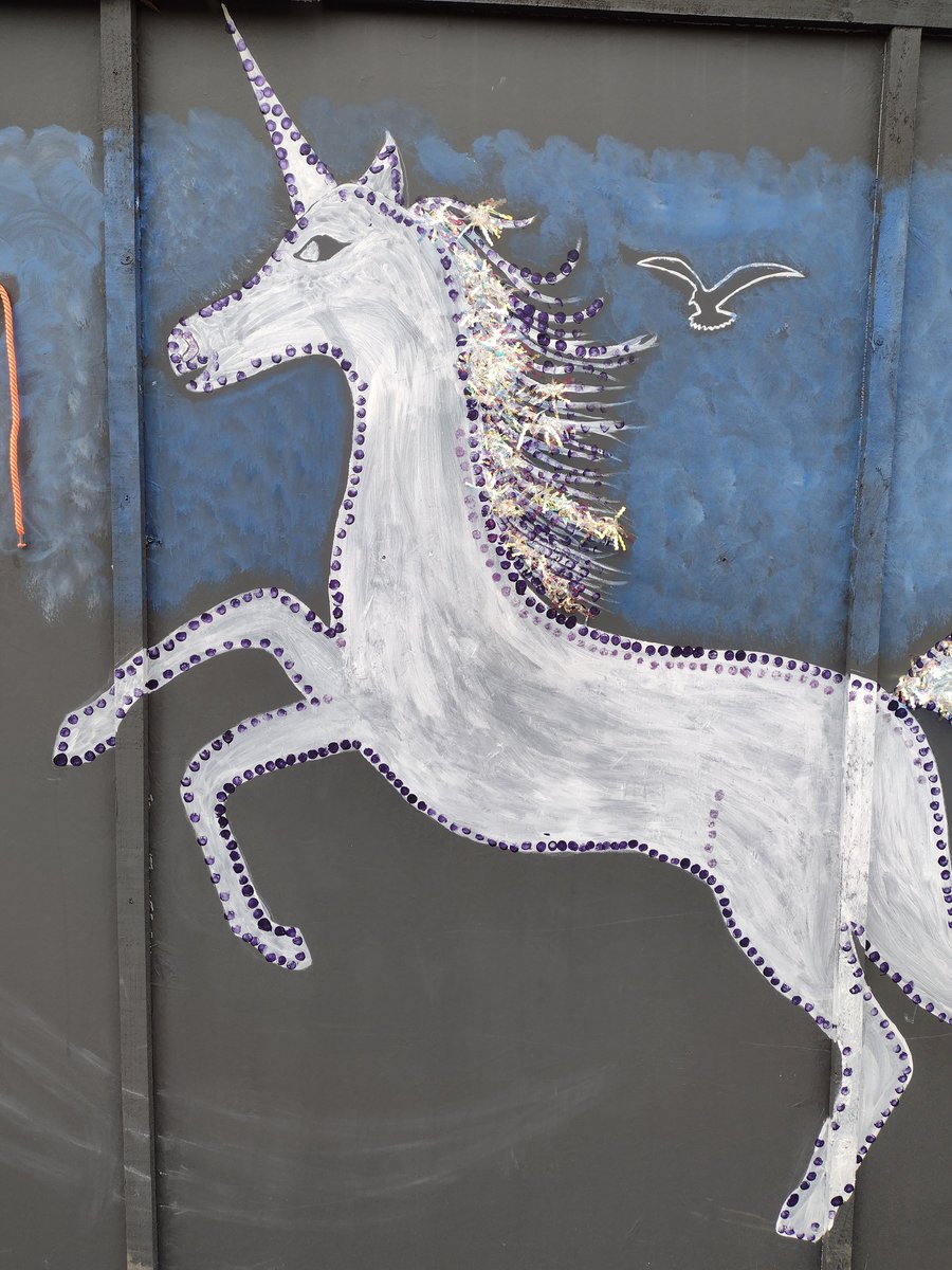 Public art mural day 4. BCA has hosted 90 participants over 4 sessions! A big thank you to all of those who have helped improve the neighbourhood. The team at BCA have enjoyed working with the public.

#bristolcitycouncil #stepnellconstruction #bristolcommunityarts #unicornfest