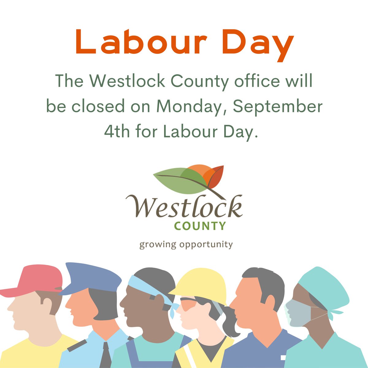 The Westlock County Office will be closed on Monday, September 4th for Labour Day.