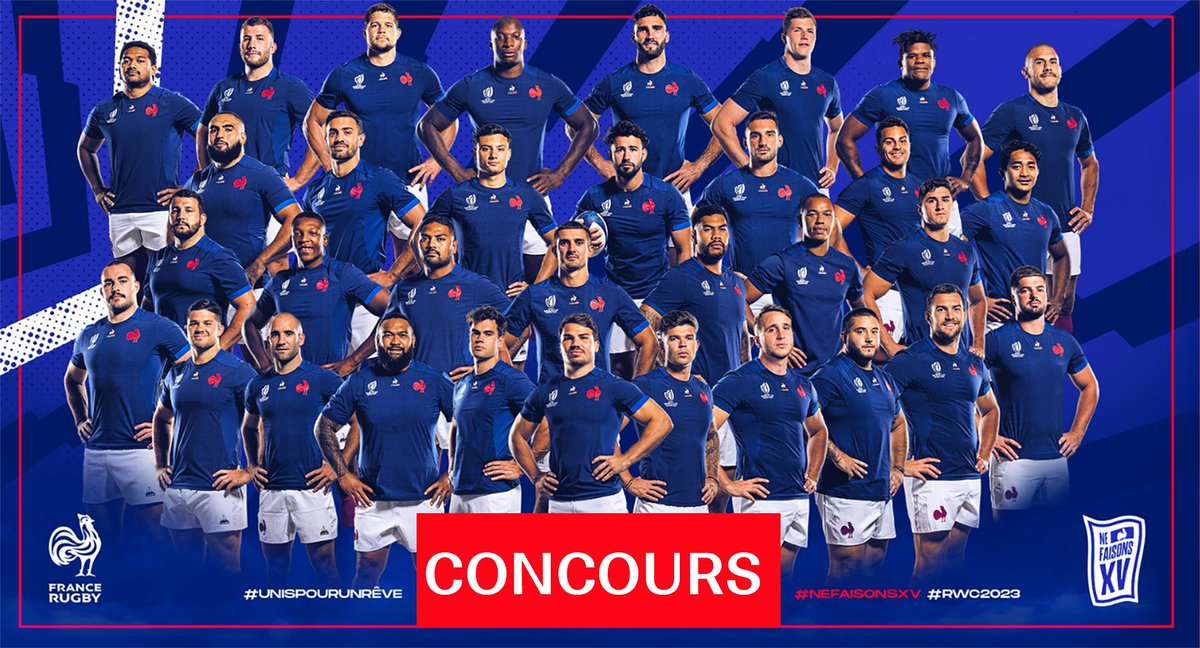 🏉 #Concours A l’occasion de la #RugbyWorldCup, on vous fait gagner un maillot de l’équipe de France + 2 places pour assister au match <a href="/FranceRugby/">France Rugby</a>  - <a href="/AllBlacks/">All Blacks</a>  le 08/09 à la Fanzone du Centre National de Rugby à Marcoussis.
🍀 Tirage au sort le 07/09 parmi les RT et abonnés.