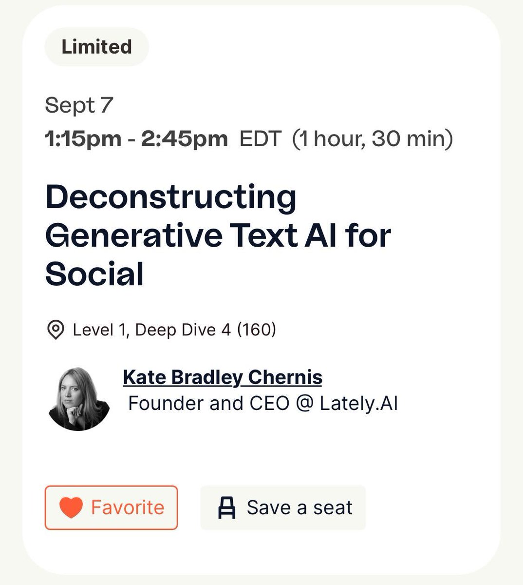 ChrisBroNext's tweet image. By GOLLY are we excited for @INBOUND this year....because @LatelyAIKately is SPEAKING, people! Huge. Do not miss her talk on Deconstructing Generative Text AI for Social. Save your spot for HER talk &amp;gt;&amp;gt;&amp;gt;  bit.ly/3QZeFfR @HubSpot #GenAI #martech #INBOUNDAI
#AIatINBOUND